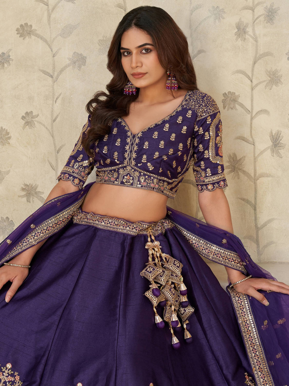 Purple Bewitching Sequins Silk Engagement Wear Lehenga Choli With Dupatta for Women
