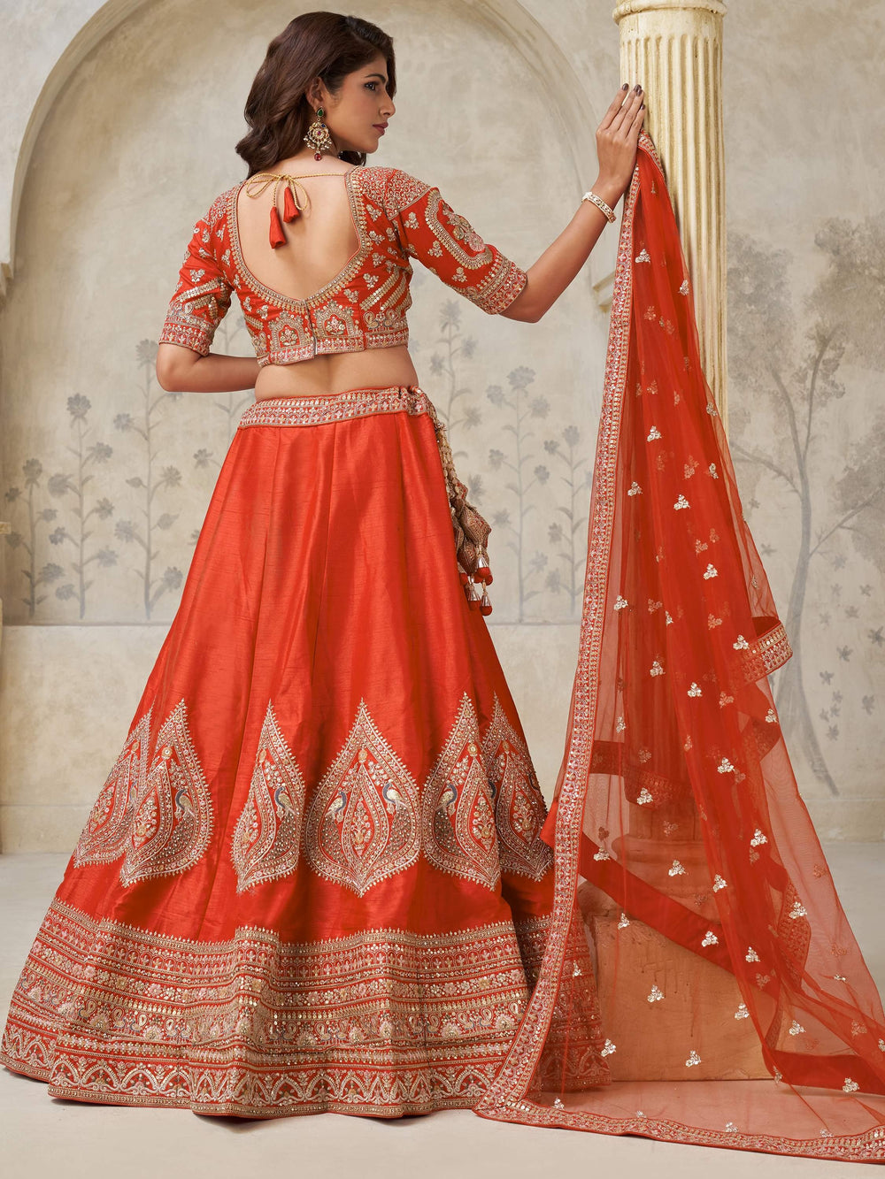 Rust Classy Dori Work Silk Wedding Wear Lehenga Choli With Dupatta for Women