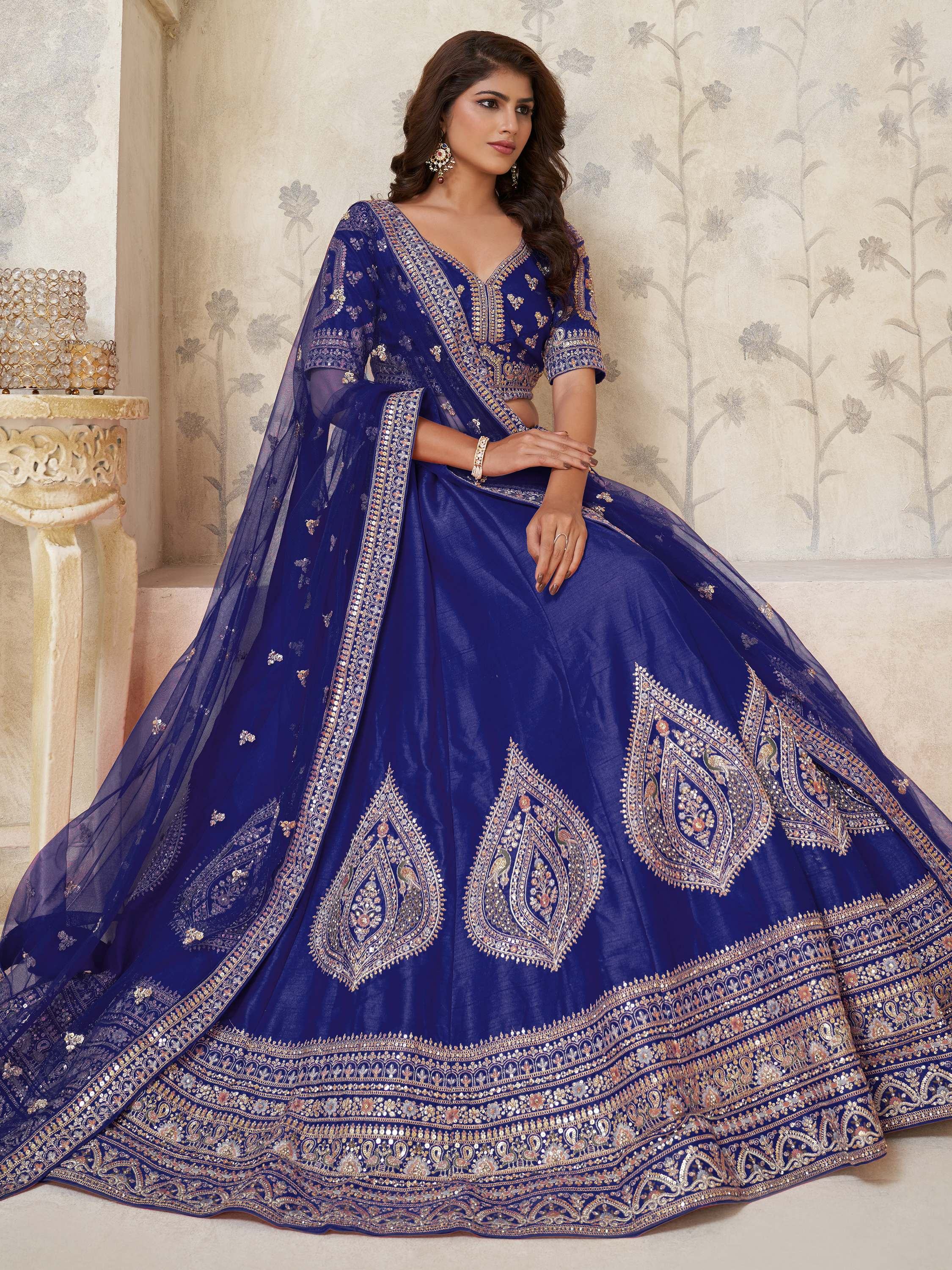 Royal Blue Classy Dori Work Silk Wedding Wear Lehenga Choli With Dupatta for Women