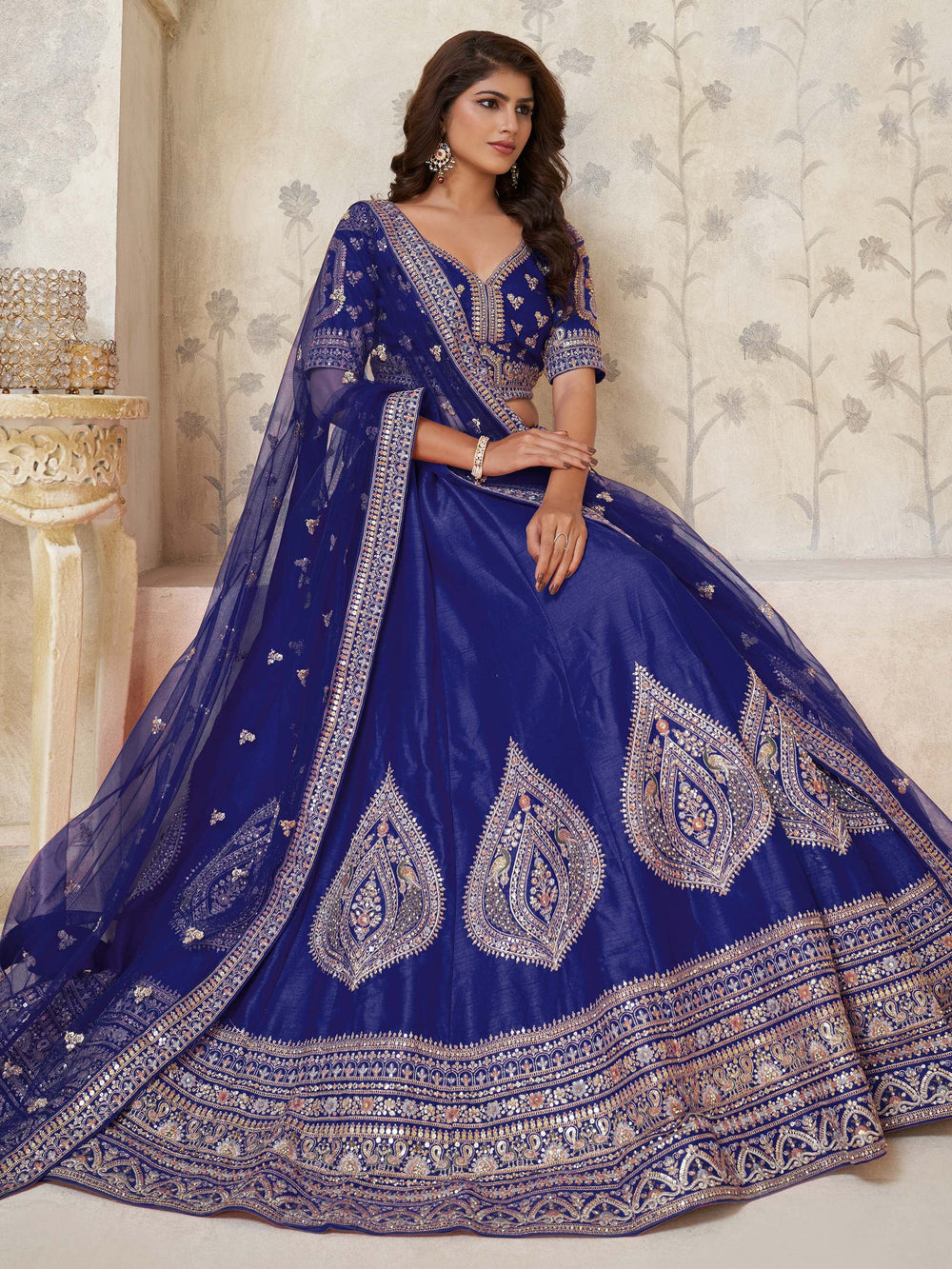 Royal Blue Classy Dori Work Silk Wedding Wear Lehenga Choli With Dupatta for Women