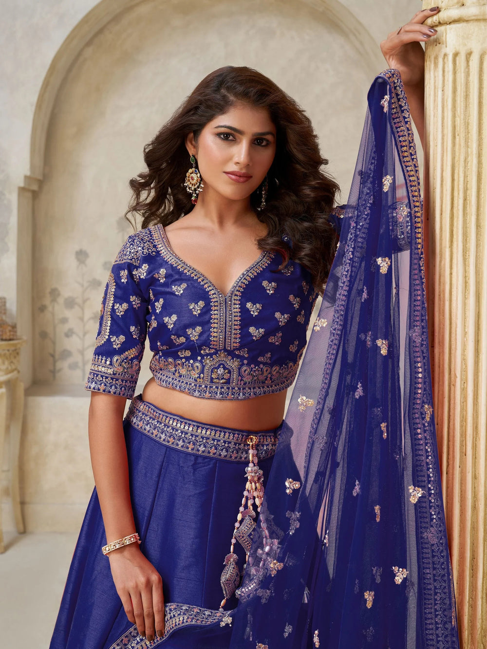 Royal Blue Classy Dori Work Silk Wedding Wear Lehenga Choli With Dupatta for Women