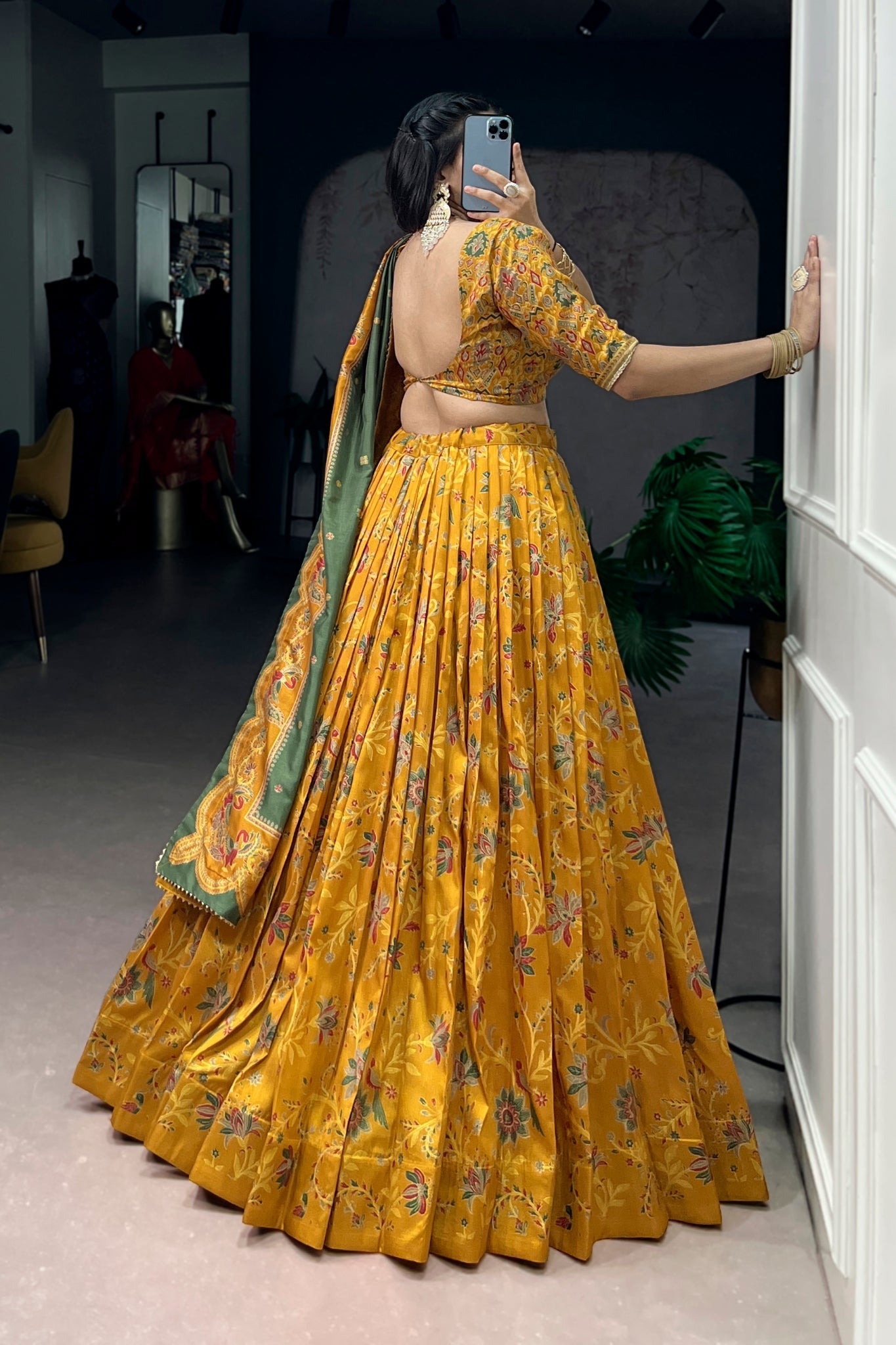 Attractive Tassar Silk Printed Lehenga Choli Set - Zimonza