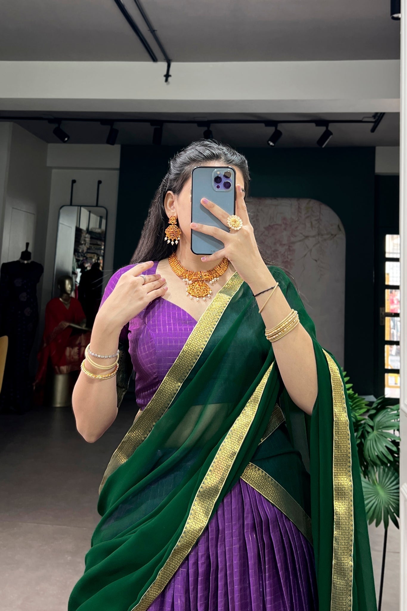 Purple Zari Weaving Embroidered Festive Lehenga Choli for Women
