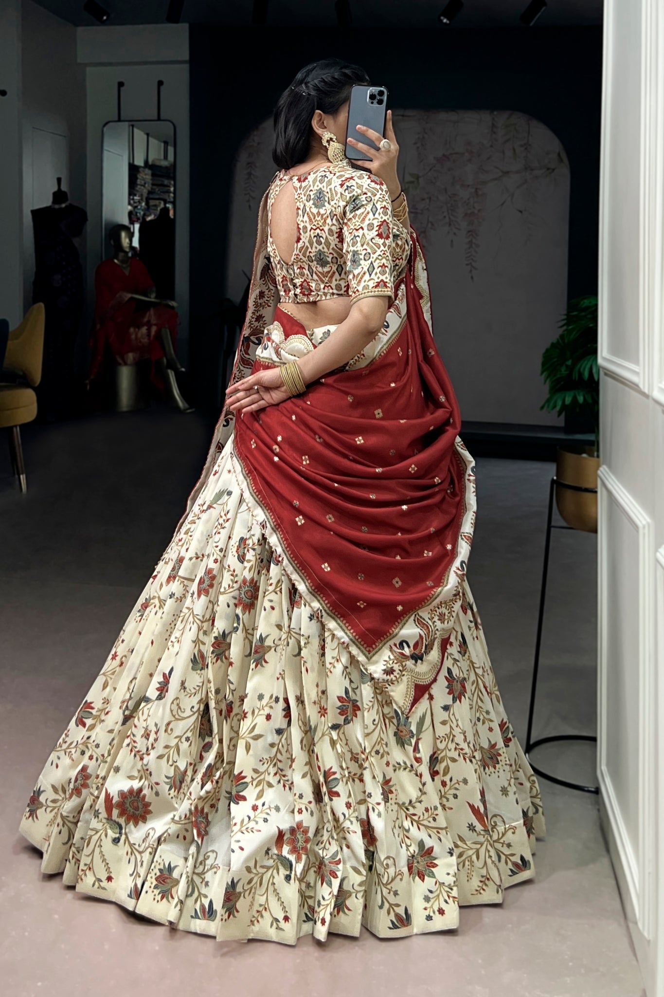 Attractive Tassar Silk Printed Lehenga Choli Set - Zimonza
