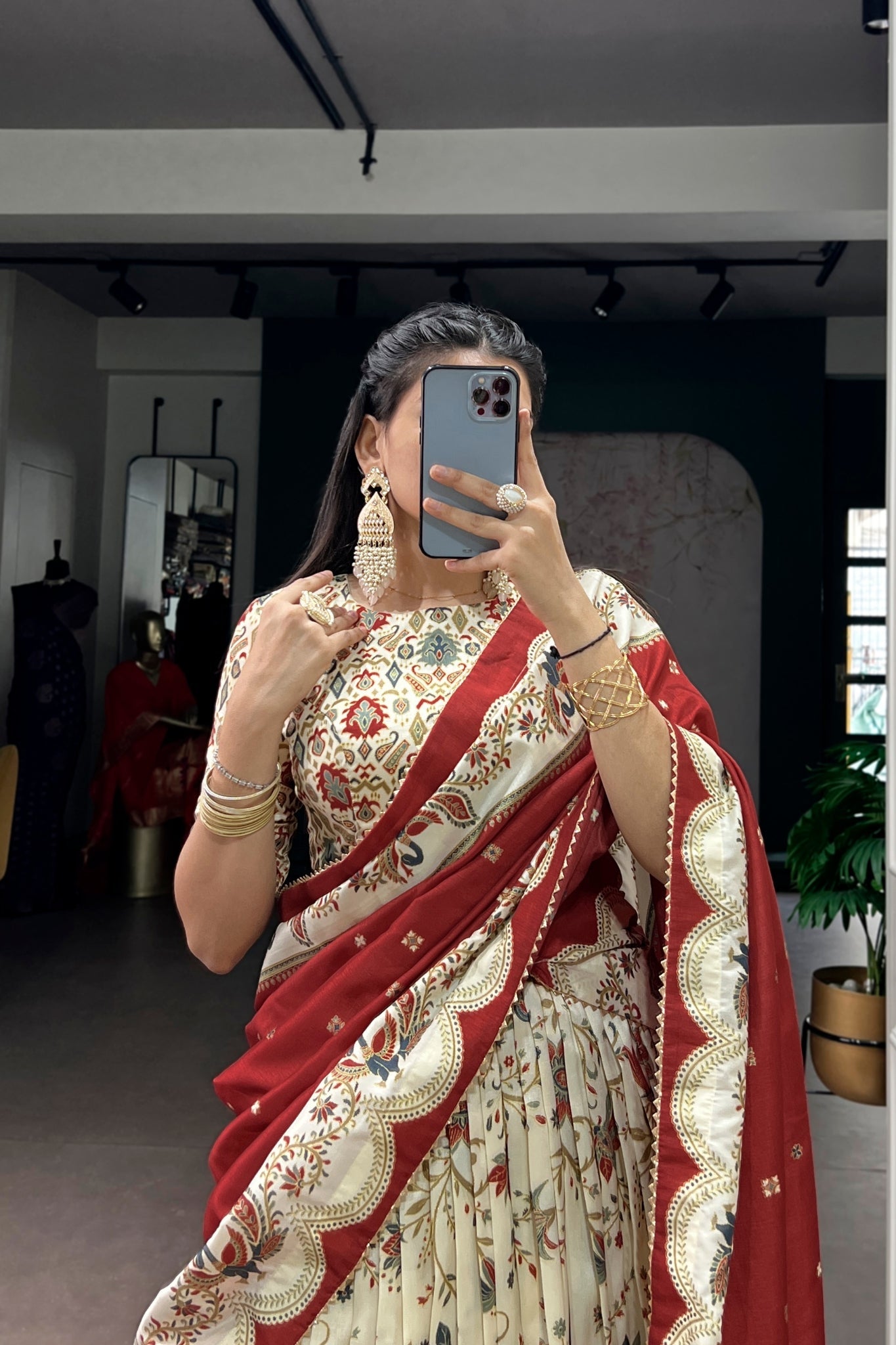 Attractive Tassar Silk Printed Lehenga Choli Set - Zimonza