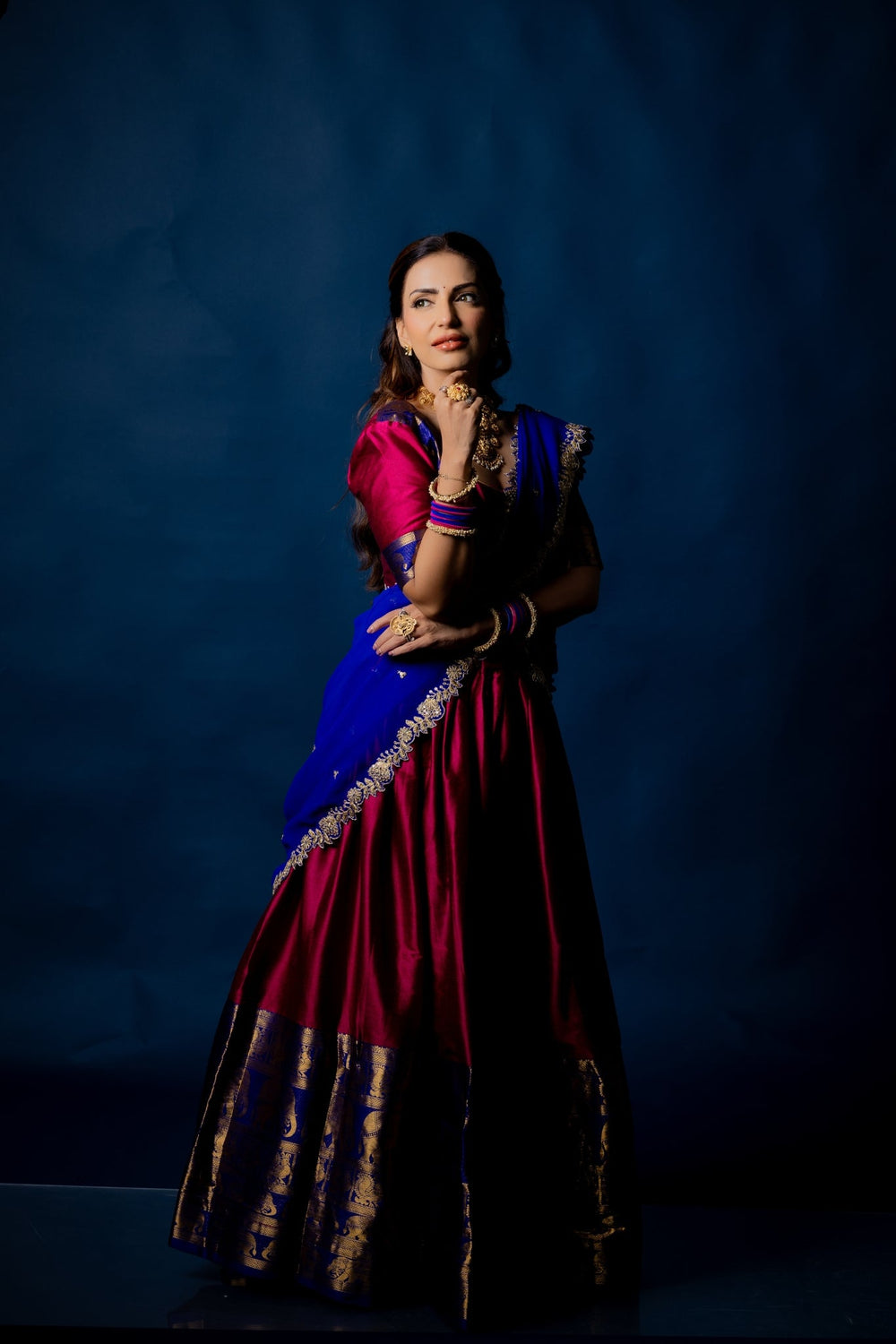 Green Tarika Narayan Pattu South Indian Lehenga Set