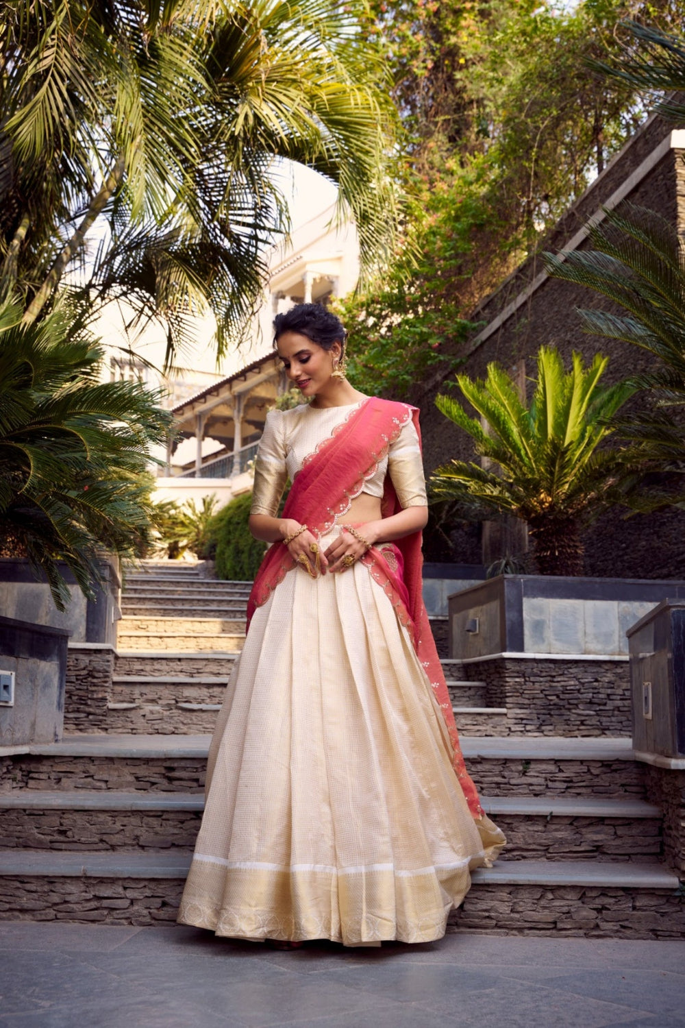 Jacquard Chex Zari Weaving Work Beautiful Lehenga Choli