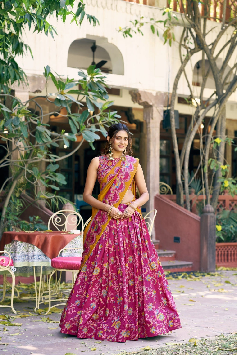 Attractive Tassar Silk Printed Lehenga Choli Set - Zimonza