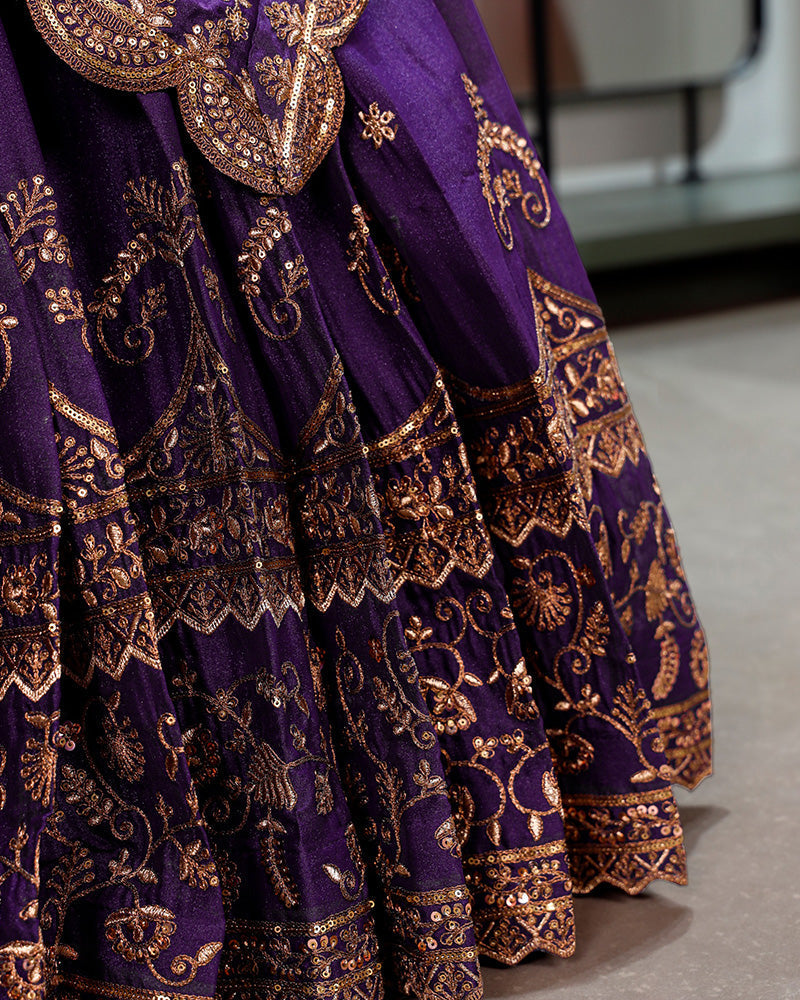 Purple Gorgeous Star Georgette Embroidered Lehenga Choli for Women