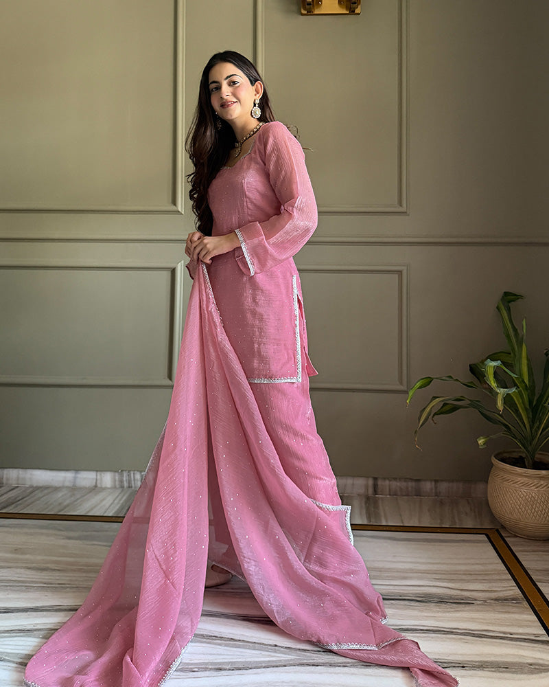 Sophisticated Crunchy Silk Farshi Suit for Women