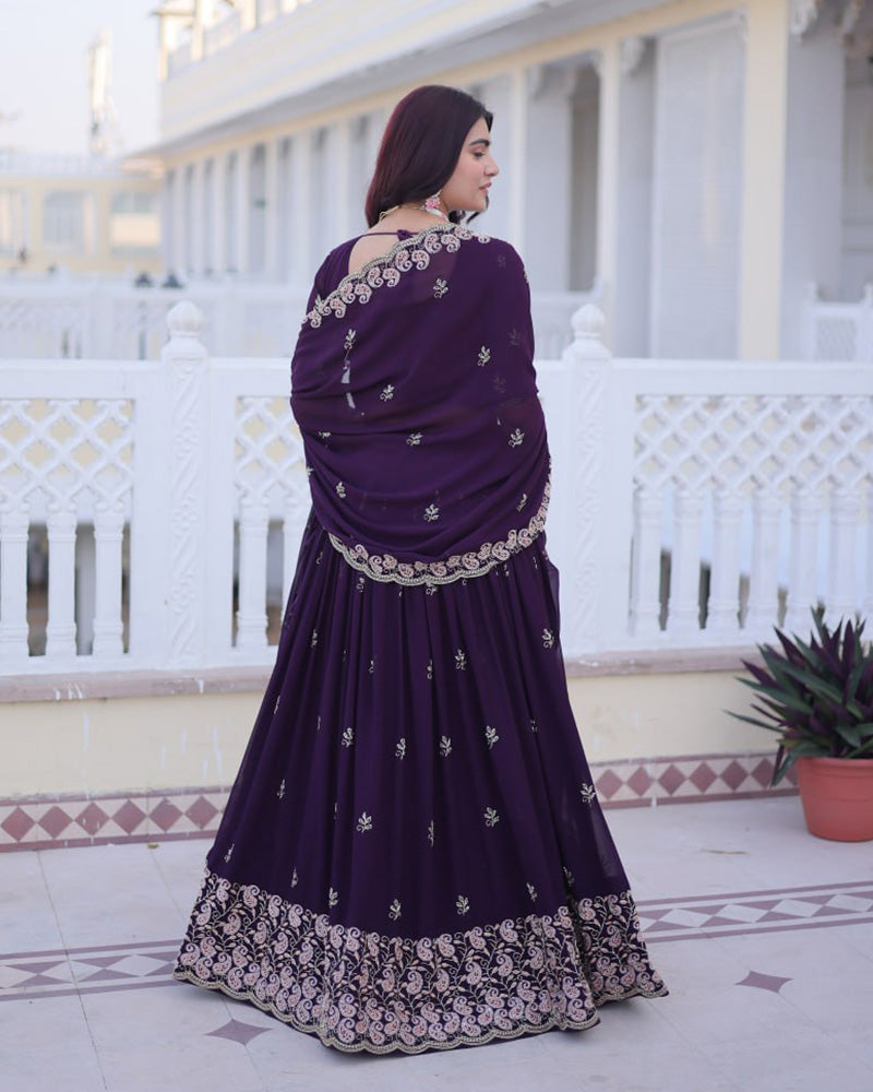 Dreamy Georgette Embroidered Wedding Lehenga Choli for Women