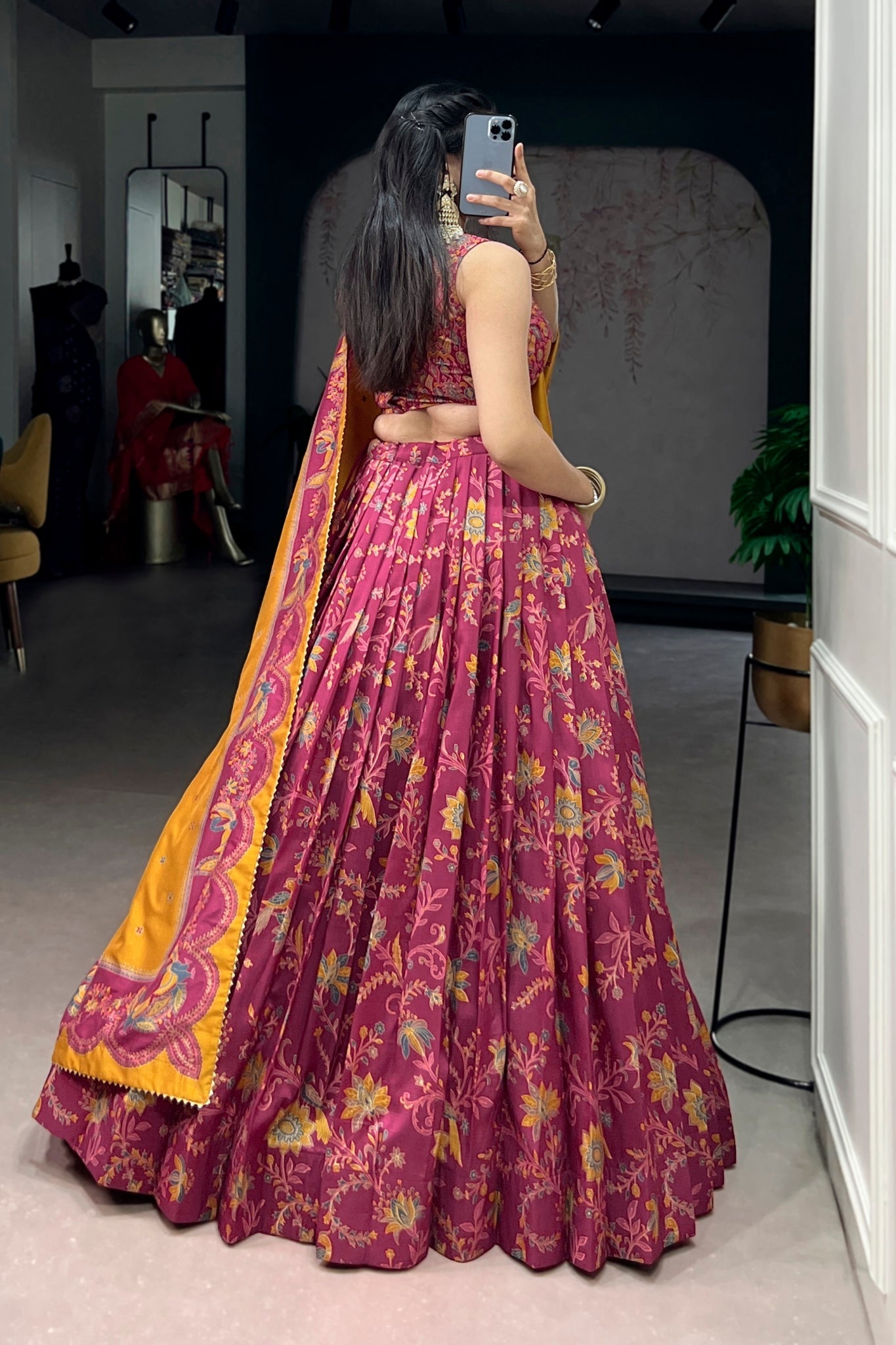 Attractive Tassar Silk Printed Lehenga Choli Set - Zimonza