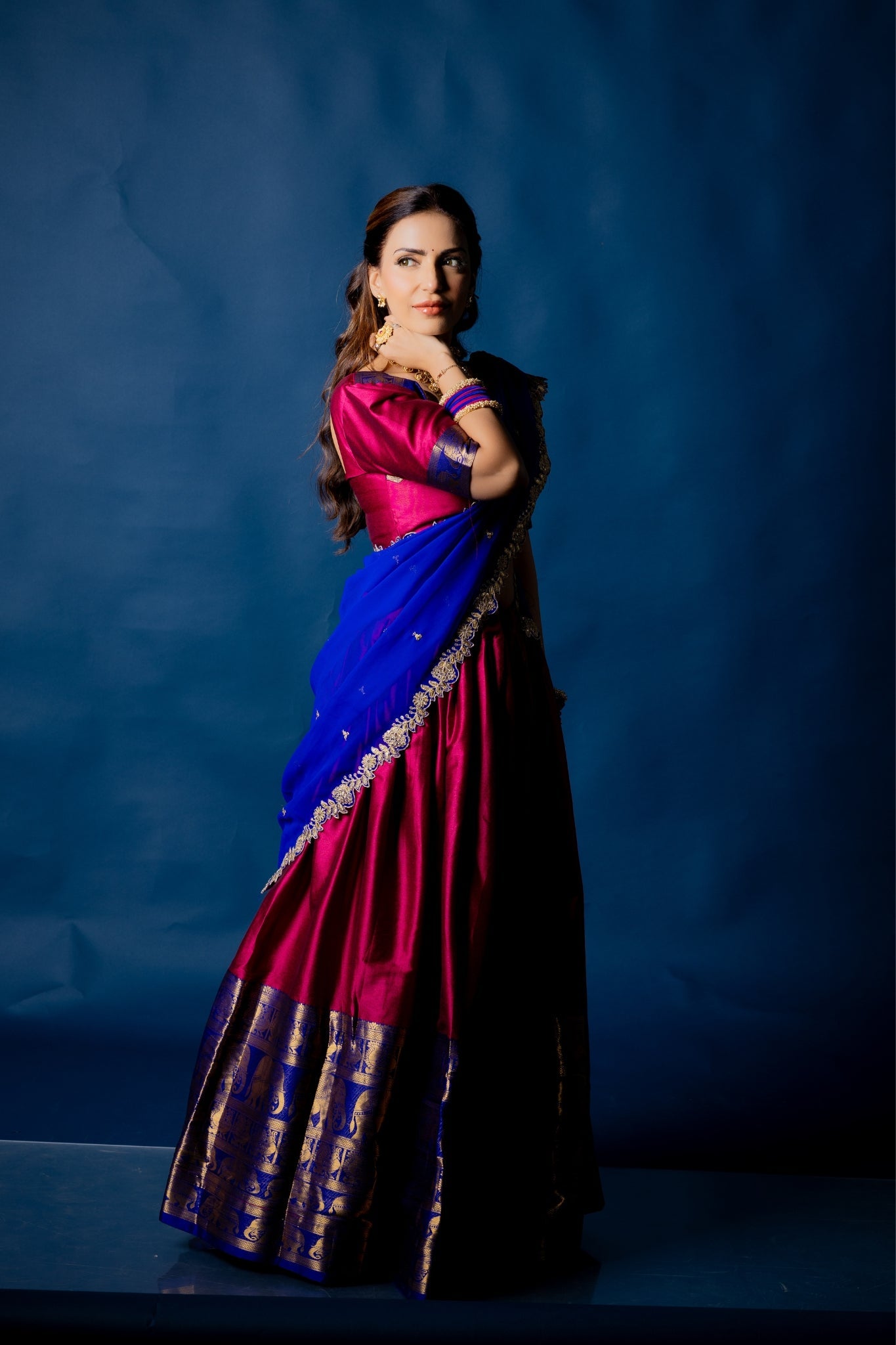 Green Tarika Narayan Pattu South Indian Lehenga Set