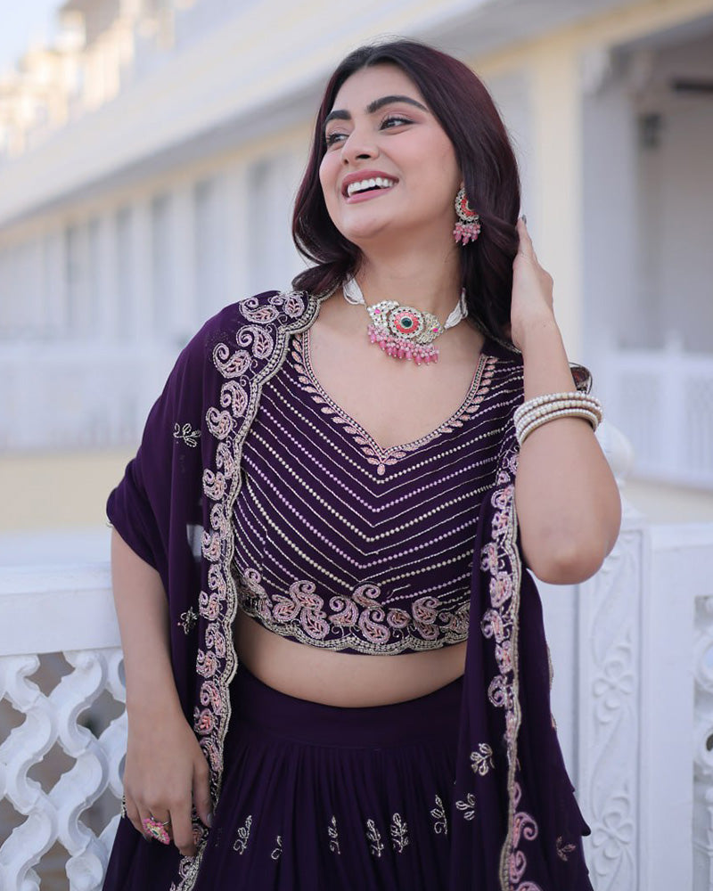 Dreamy Georgette Embroidered Wedding Lehenga Choli for Women