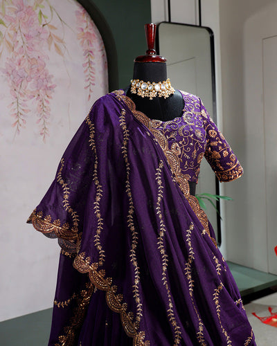 Purple Gorgeous Star Georgette Embroidered Lehenga Choli for Women