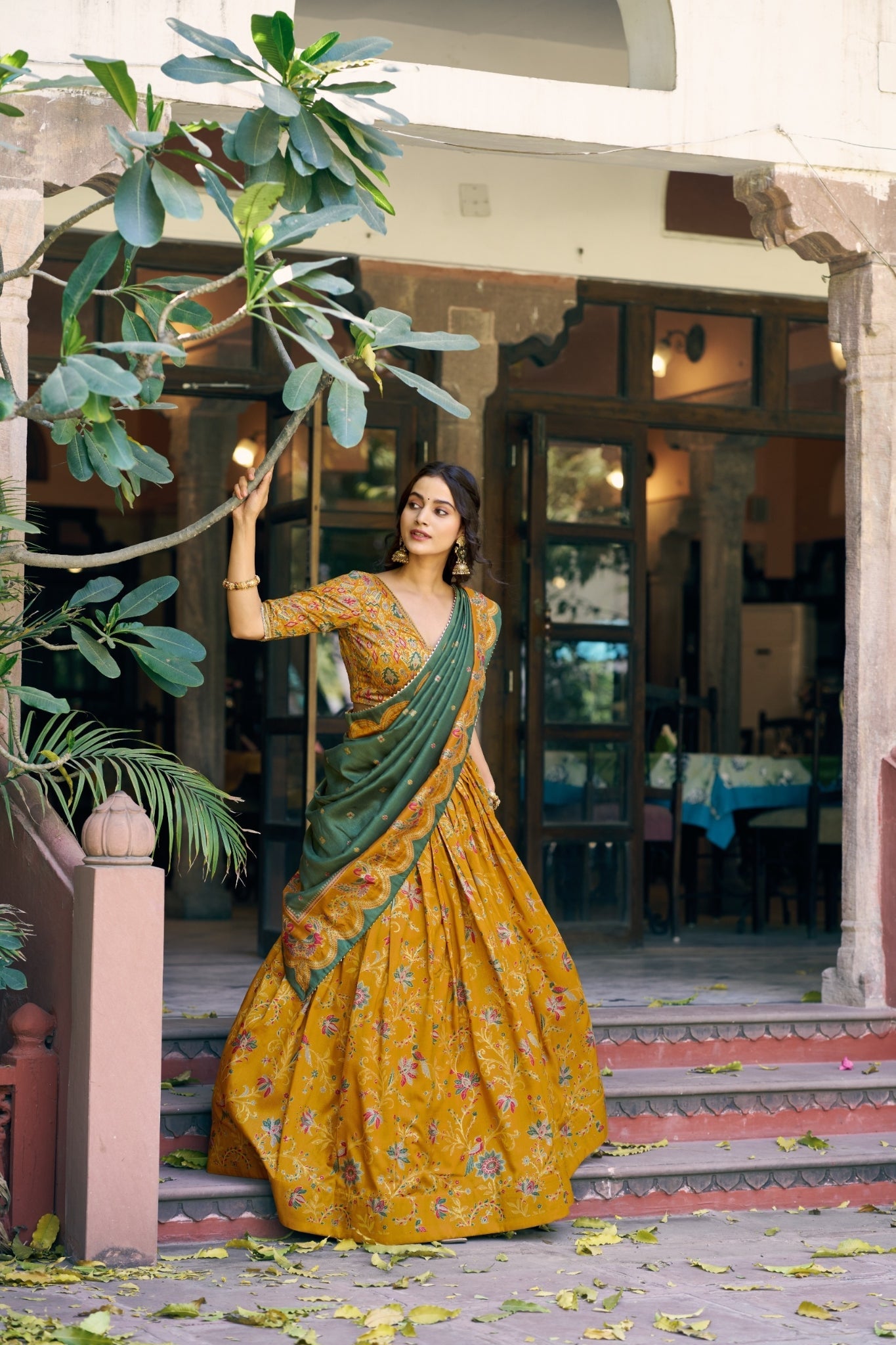 Attractive Tassar Silk Printed Lehenga Choli Set - Zimonza