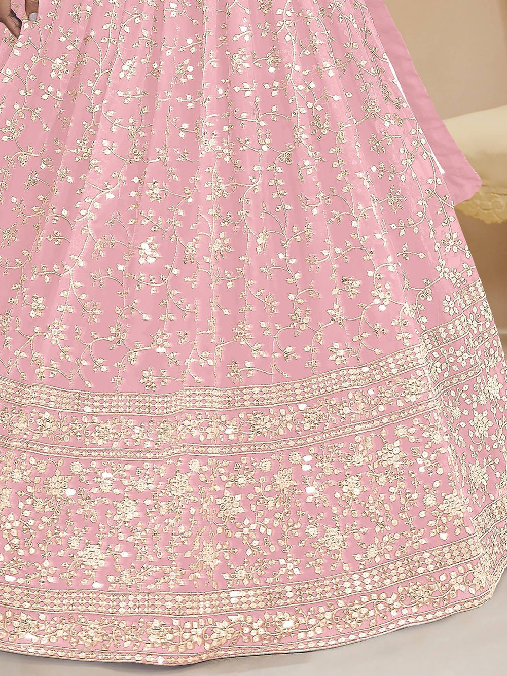 Light Pink Sequin Georgette Engagement Lehenga Choli for Women