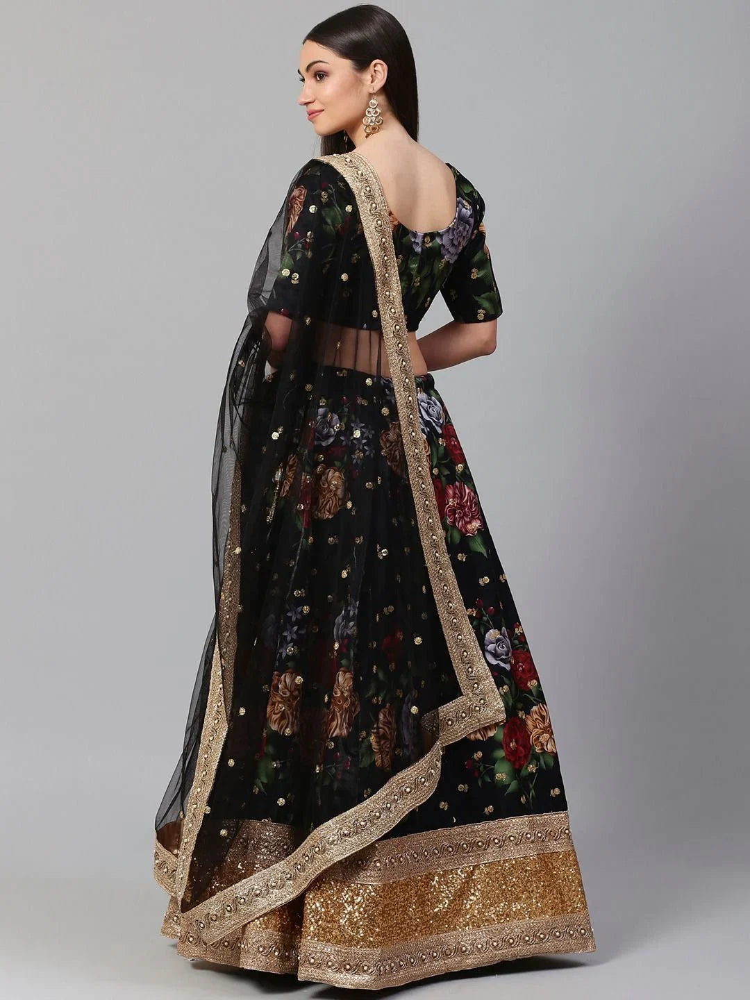 digital printed silk lehenga choli with dupatta for wedding and engagement wear