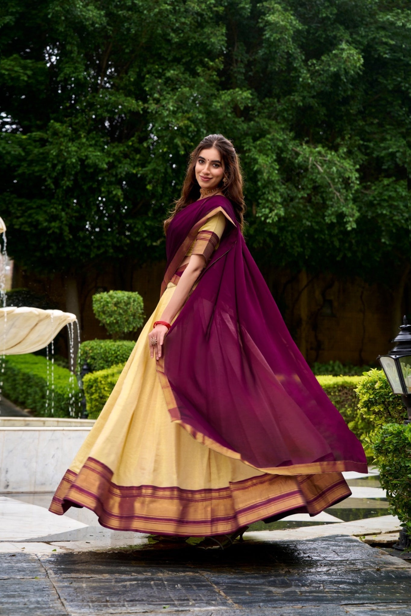 Brown The Royal Kanchipuram Zari Weave Half Saree