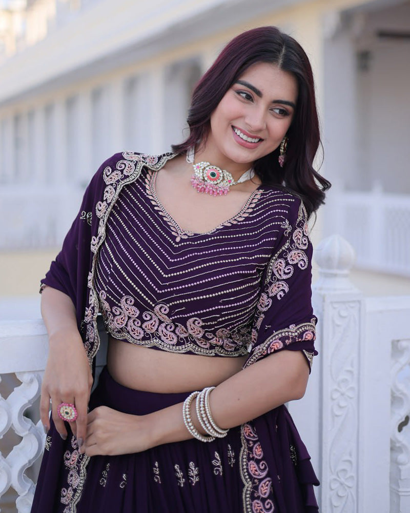 Dreamy Georgette Embroidered Wedding Lehenga Choli for Women