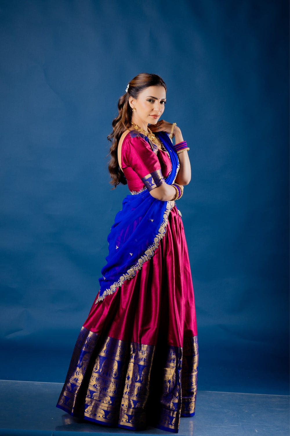 Green Tarika Narayan Pattu South Indian Lehenga Set