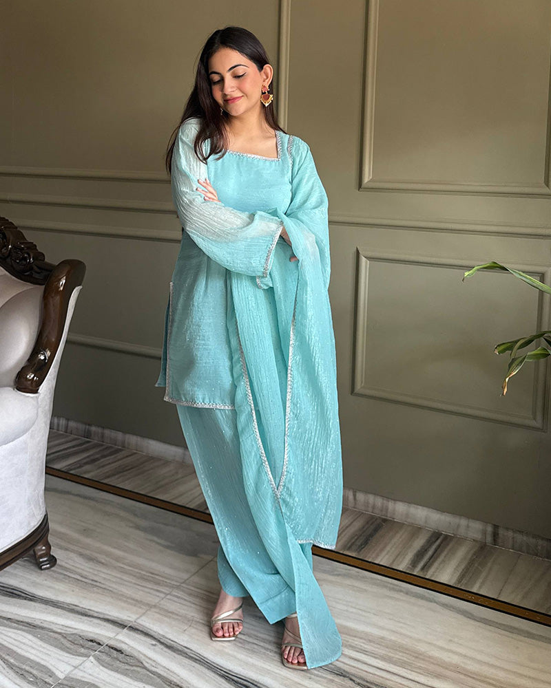 Sophisticated Crunchy Silk Farshi Suit for Women