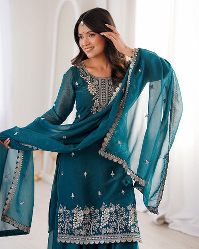 Classy Rani Crunchy Silk Embroidered Palazzo Suit for Women