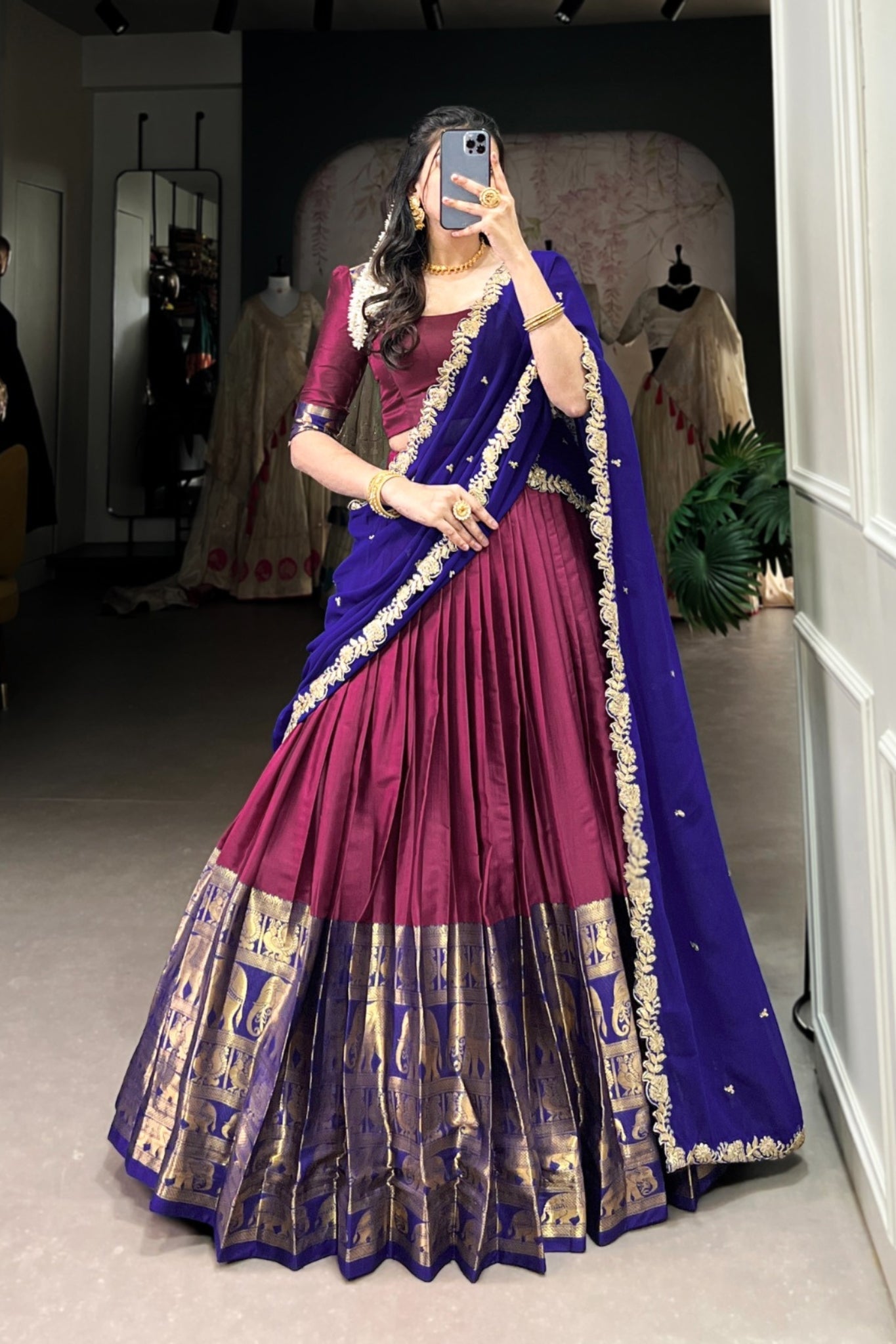 Pink Tarika Narayan Pattu South Indian Lehenga Set