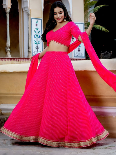 Leheriya georgette lehenga choli with gota patti work for wedding and festive occasions