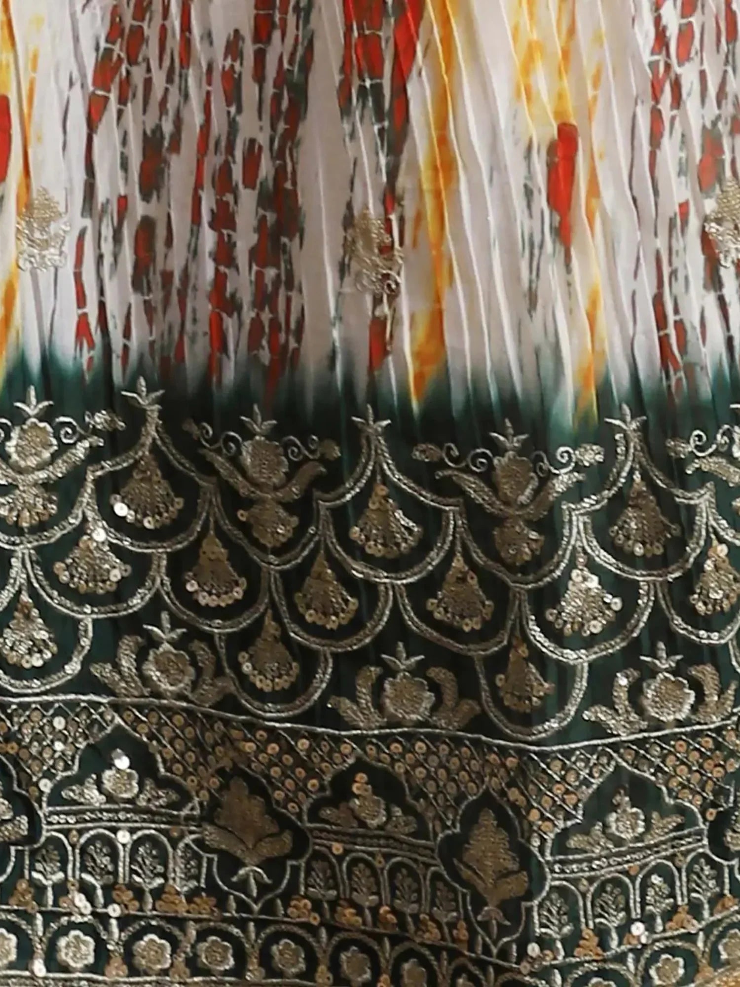 White & Green Sequins Chinon Festival Lehenga Choli Indian Ethnic Wear