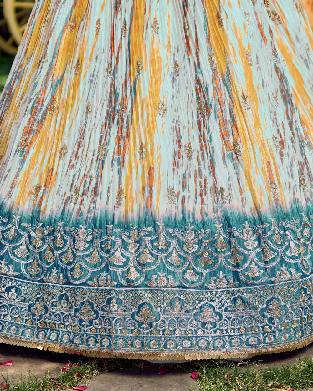 White Chinon Thread Embroidered Festival Wear Lehenga Choli for Women