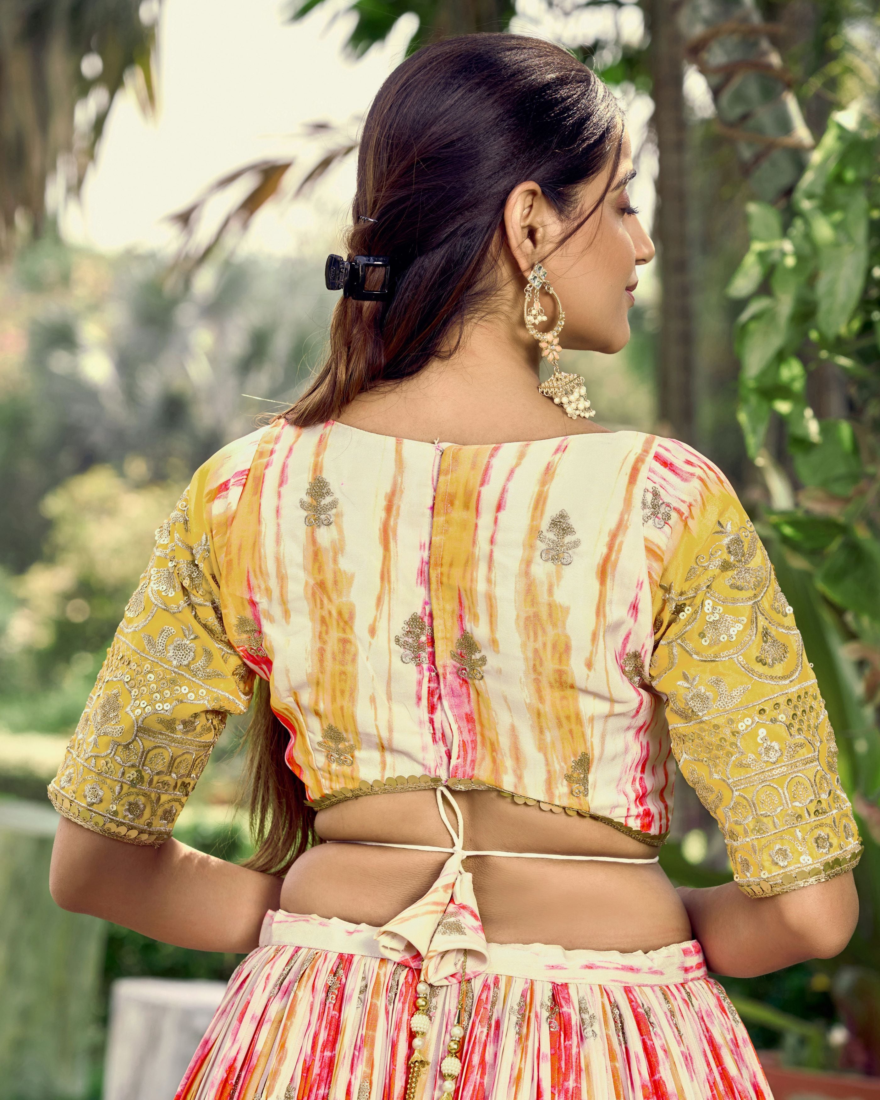 White Chinon Thread Embroidered Festival Wear Lehenga Choli for Women