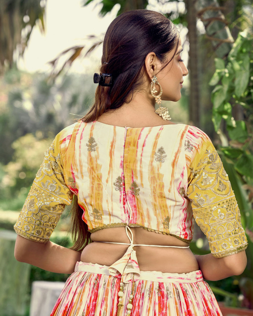 White Chinon Thread Embroidered Festival Wear Lehenga Choli for Women