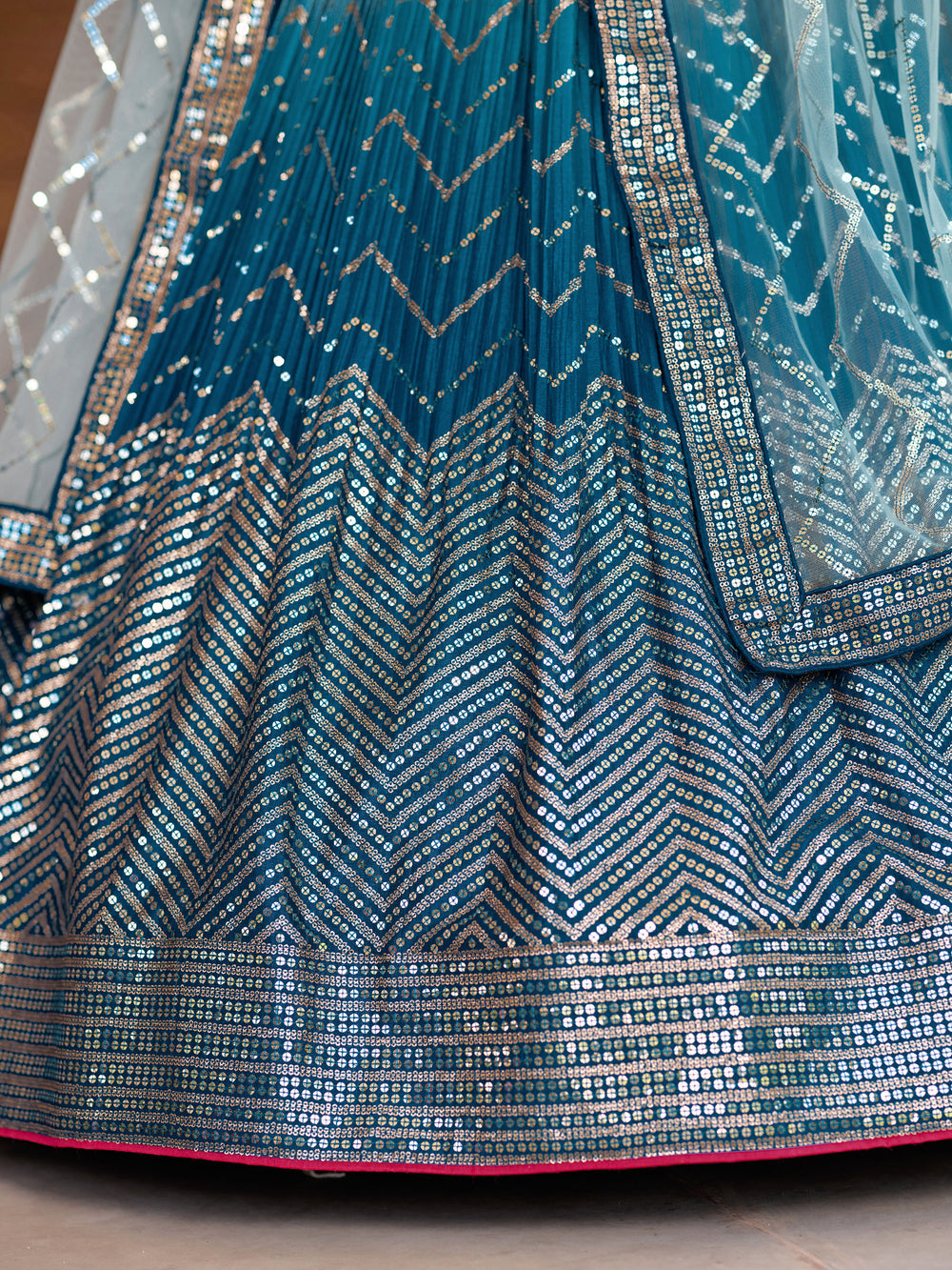 Blue Sensational Sequins Chinon Function Lehenga Choli for Ladies