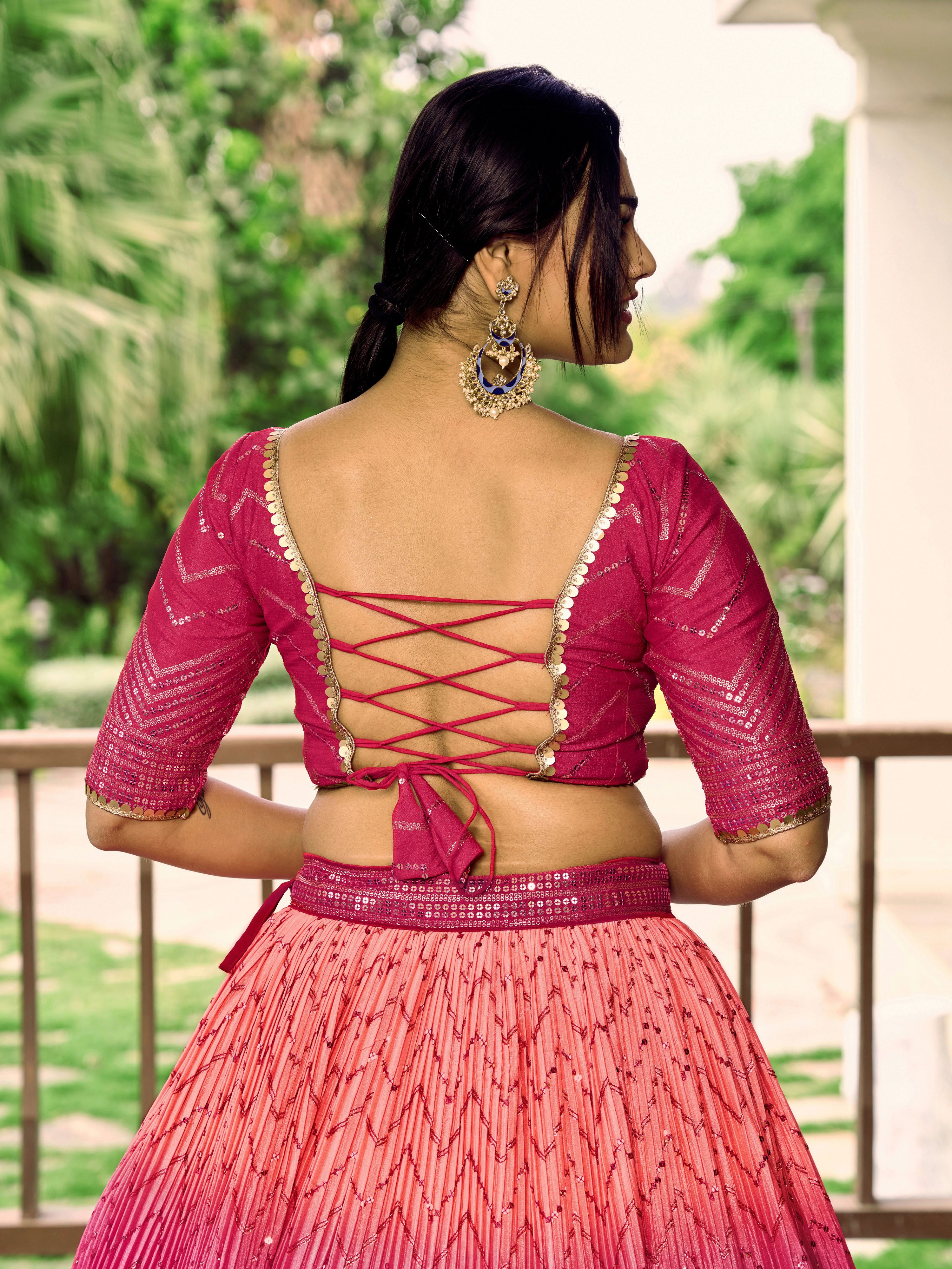 Pink Sensational Sequins Chinon Function Lehenga Choli for Ladies