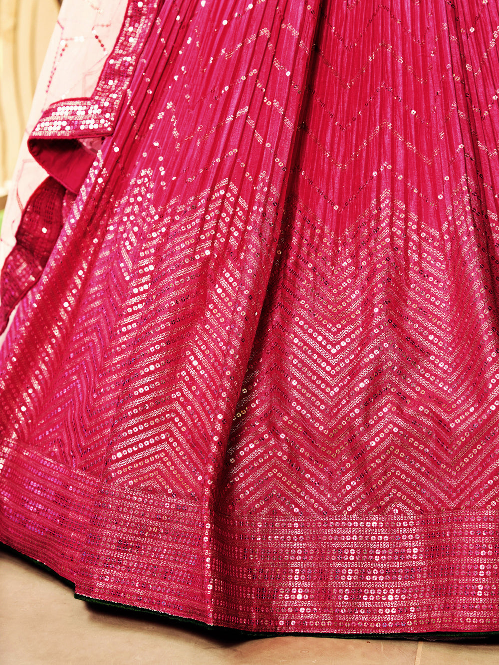 Pink Sensational Sequins Chinon Function Lehenga Choli for Ladies