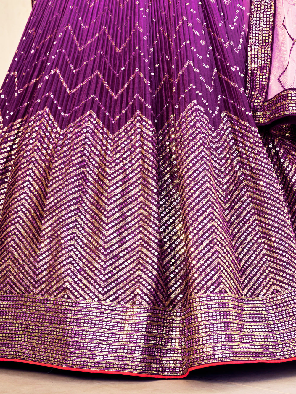 Purple Sensational Sequins Chinon Function Lehenga Choli for Ladies