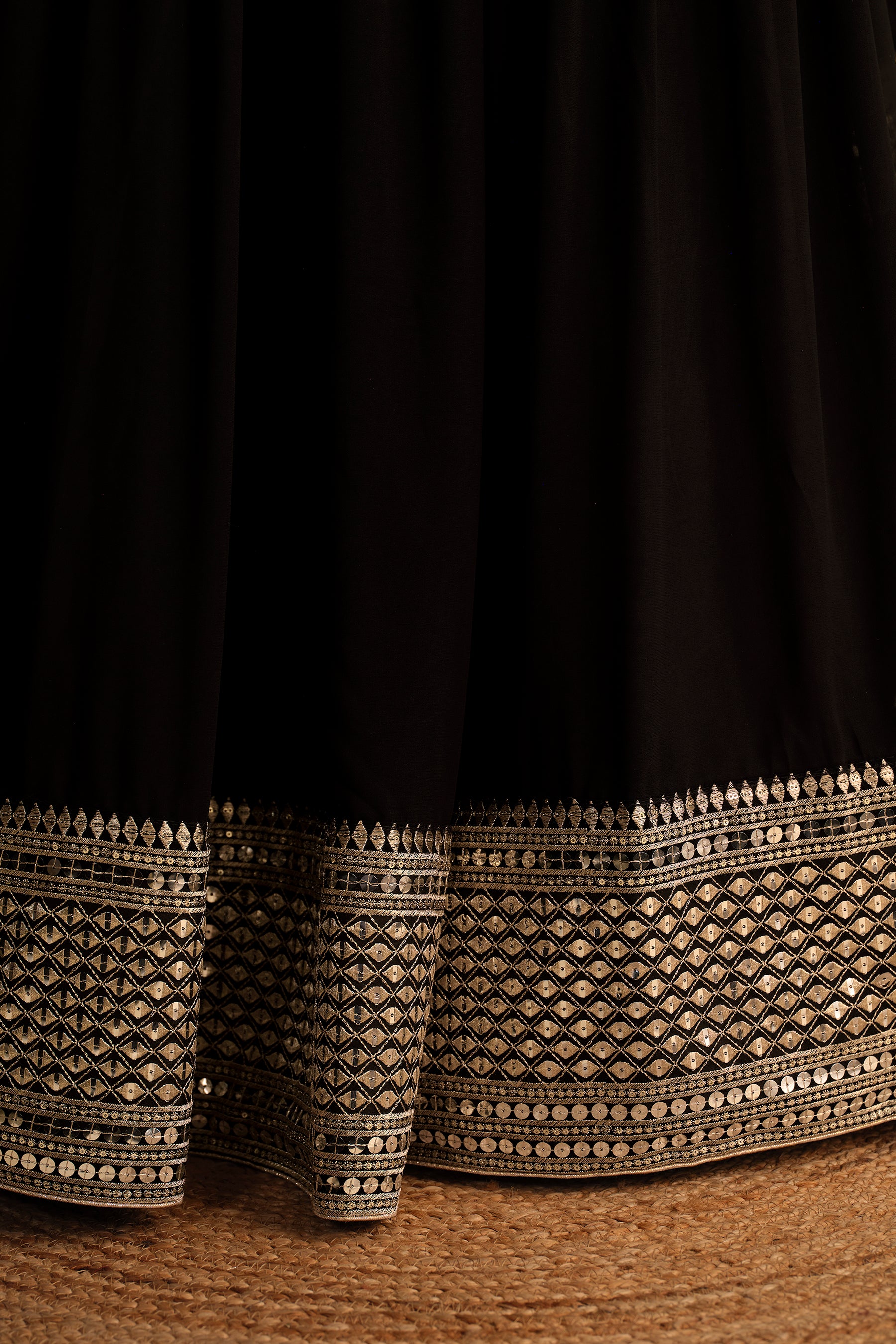 Black Zari Embroidered Georgette Wedding Wear Lehenga Choli with Dupatta