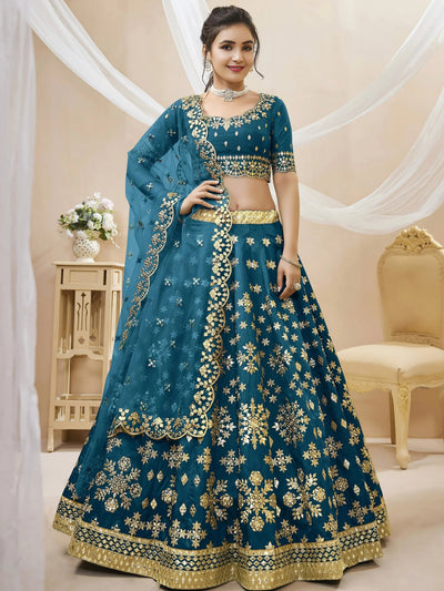 Irresistible Blue Zari Work Art Silk Wedding Lehenga Choli for Women