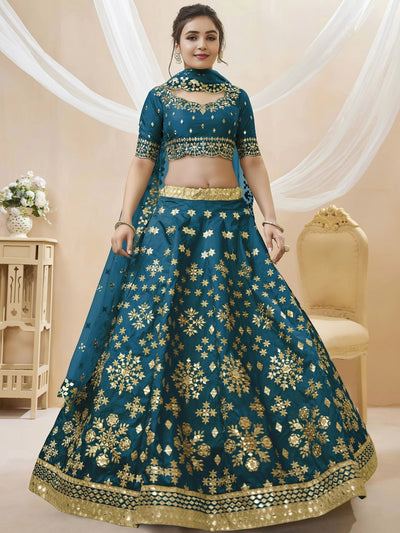 Irresistible Blue Zari Work Art Silk Wedding Lehenga Choli for Women