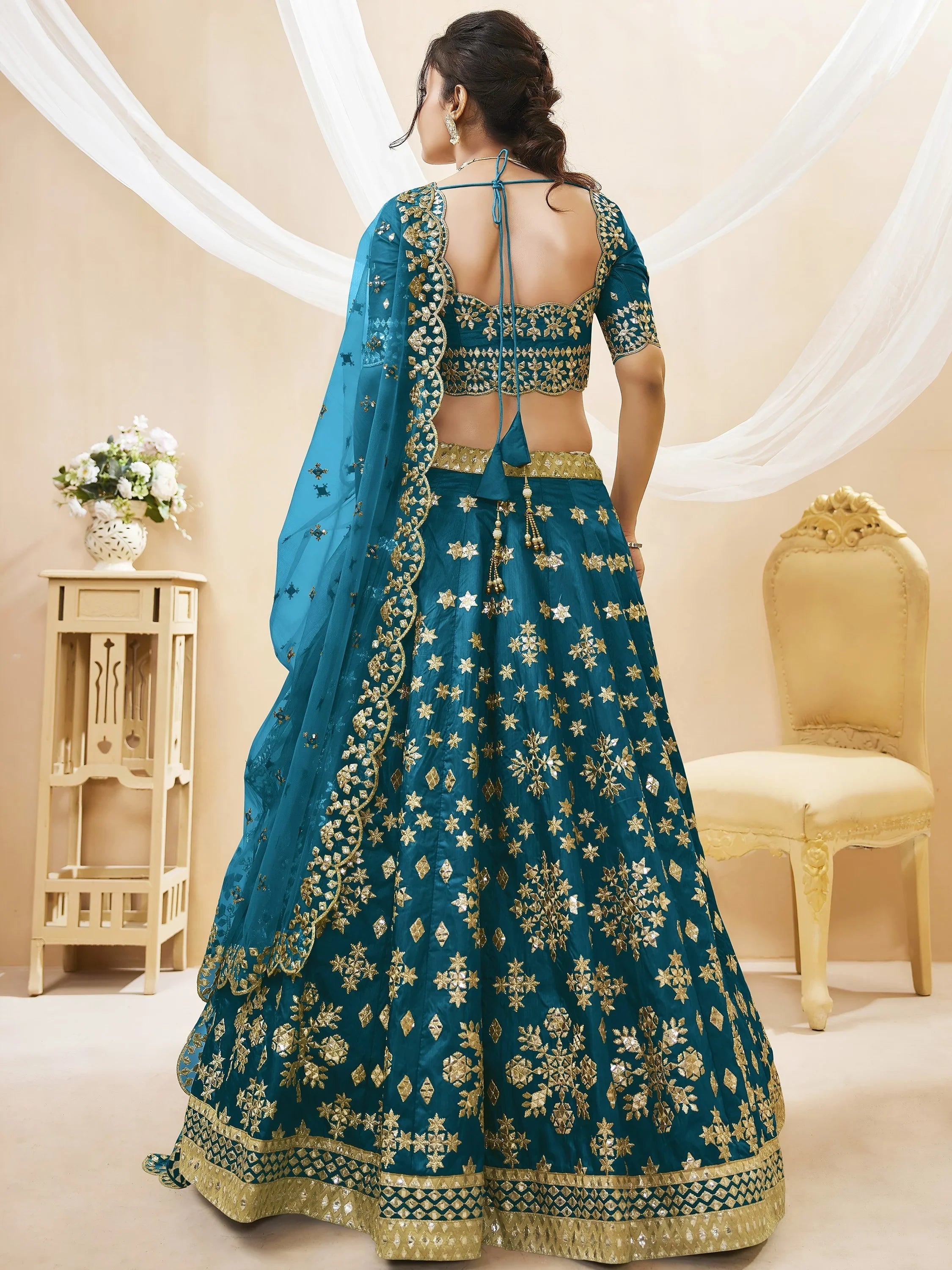 Irresistible Blue Zari Work Art Silk Wedding Lehenga Choli for Women
