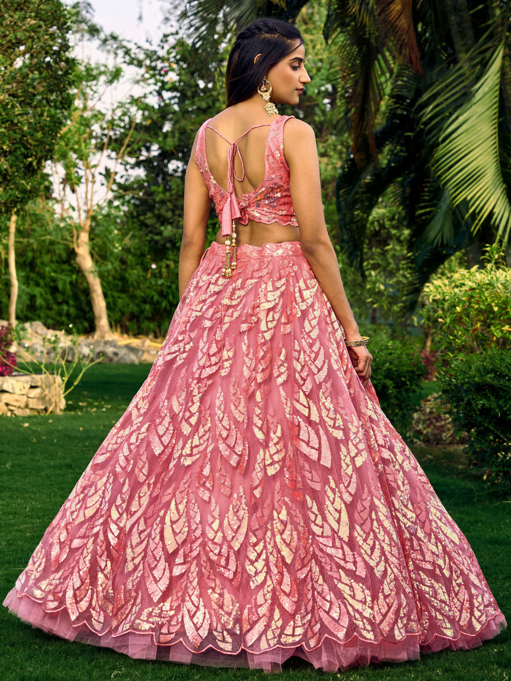 Pink Impressive Sequins Net Function Lehenga Choli with Dupatta for Women