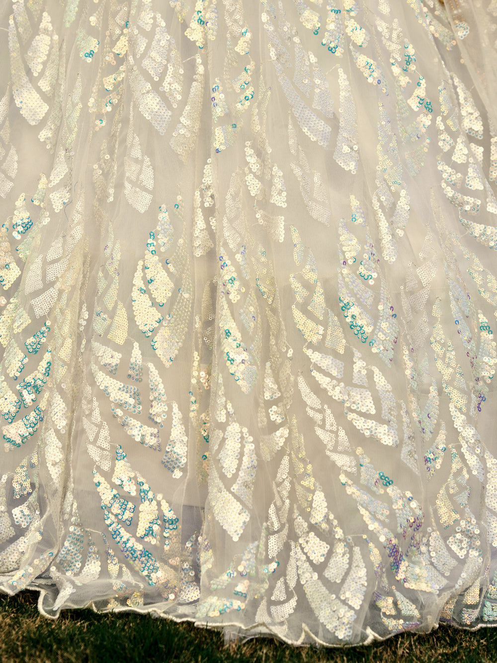 Off White Impressive Sequins Net Function Lehenga Choli with Dupatta for Women
