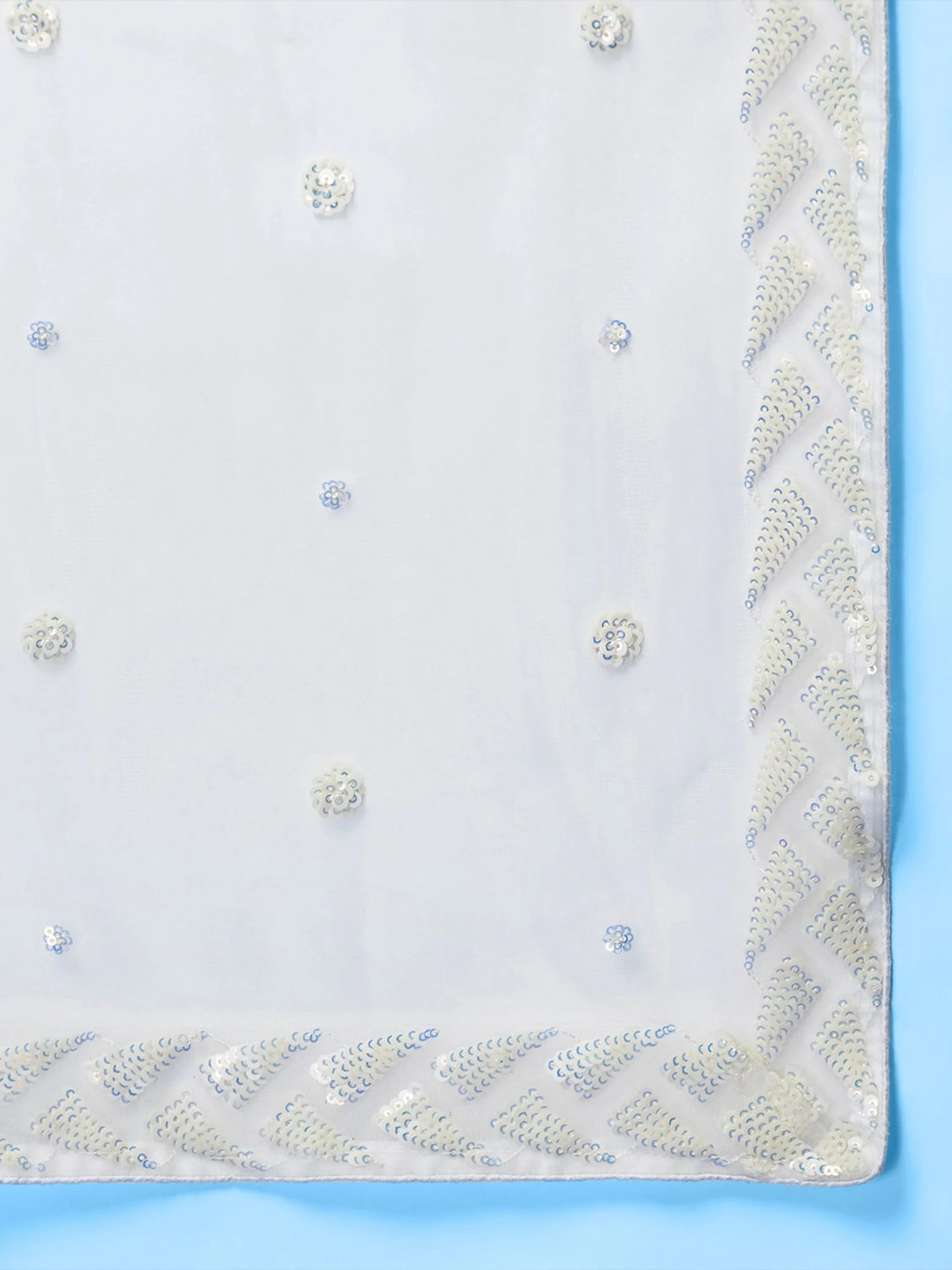 Sequins embellished net lehenga choli with dupatta for wedding and party wear - White Sequins Net Engagement Lehenga Choli for Ladies