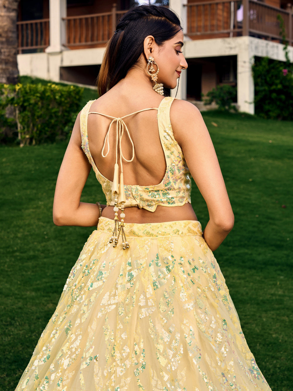Yellow Impressive Sequins Net Function Lehenga Choli with Dupatta for Women
