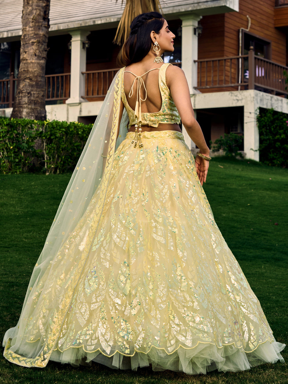 Yellow Impressive Sequins Net Function Lehenga Choli with Dupatta for Women