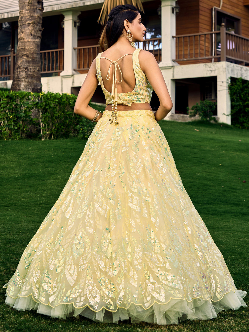 Yellow Impressive Sequins Net Function Lehenga Choli with Dupatta for Women