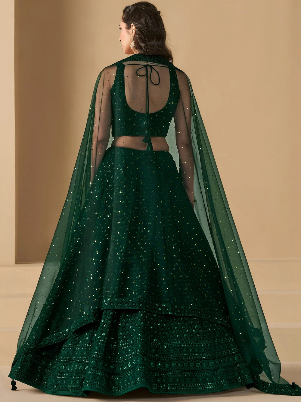 Sequins georgette lehenga choli with thread embroidery for wedding and sangeet occasions