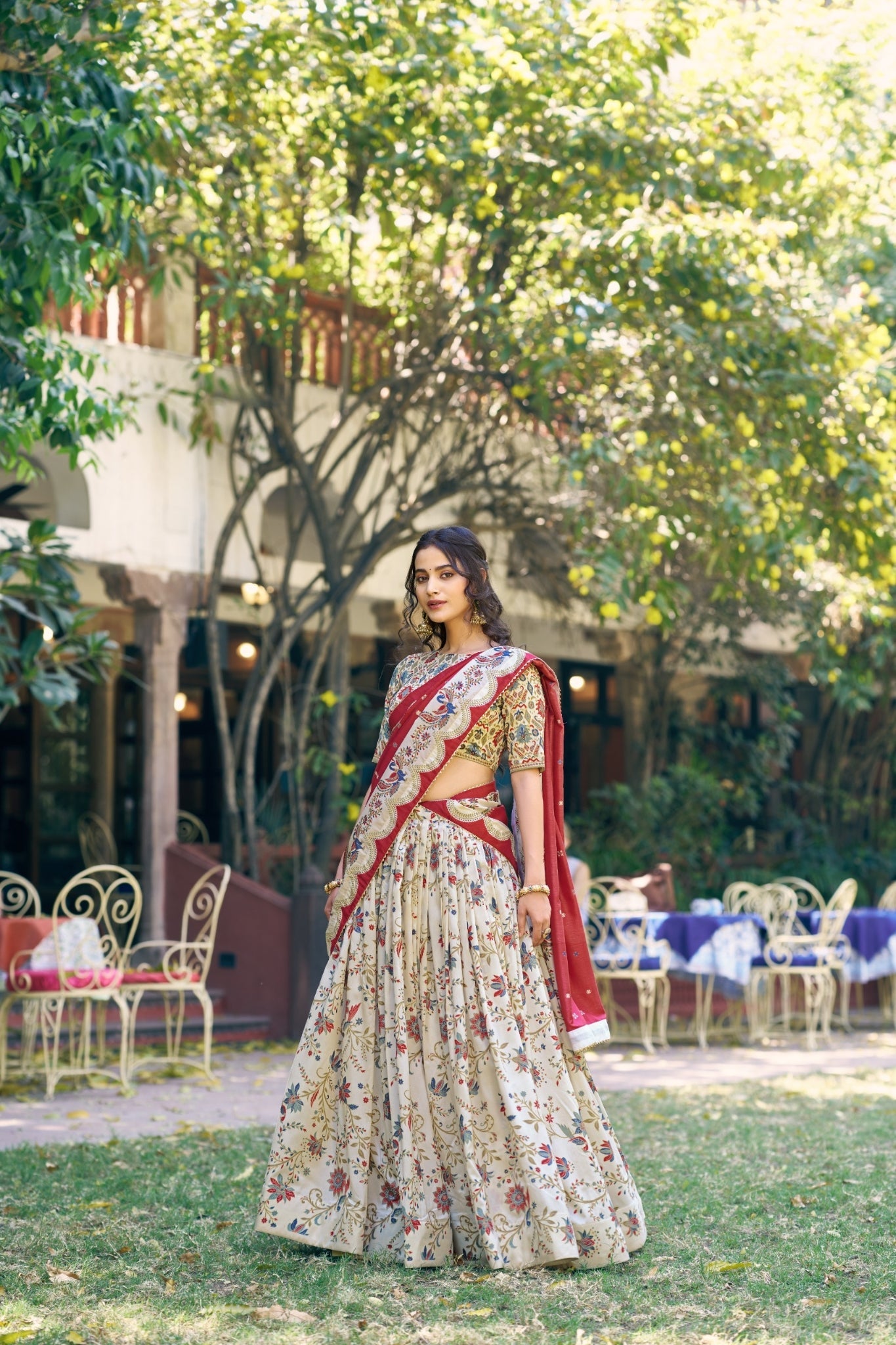 Attractive Tassar Silk Printed Lehenga Choli Set - Zimonza