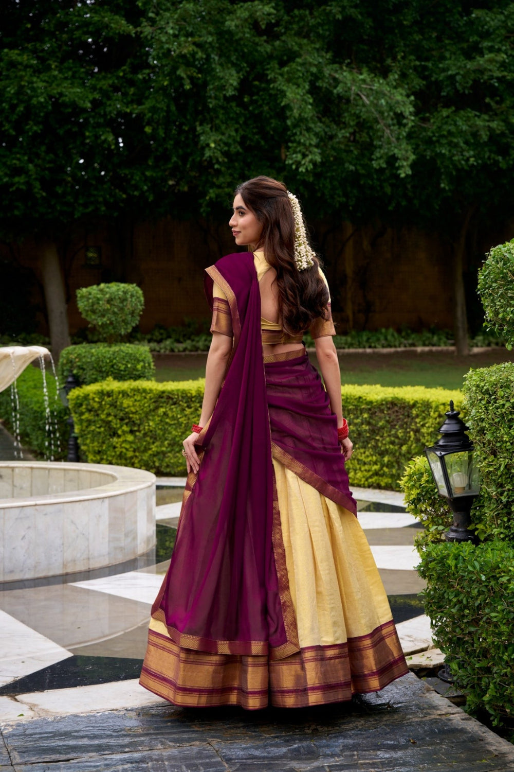 Brown The Royal Kanchipuram Zari Weave Half Saree